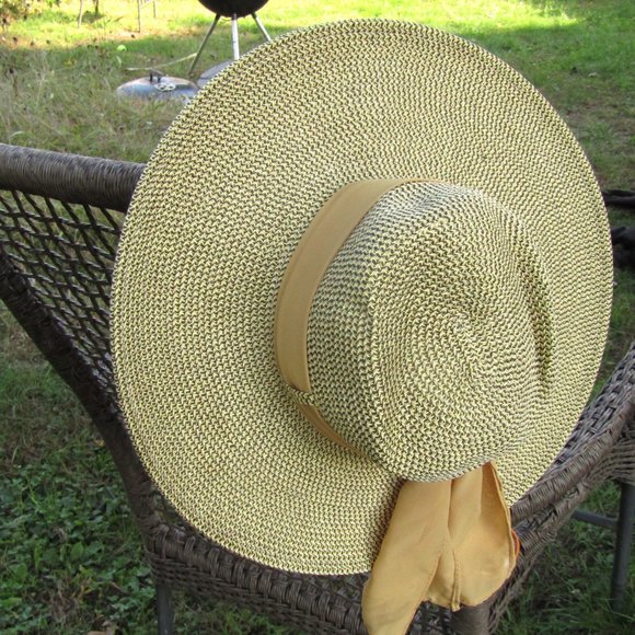 Scala Paper Straw Braided Wide Sun Hat Beach Handcrafted NWT - Picture 5 of 10